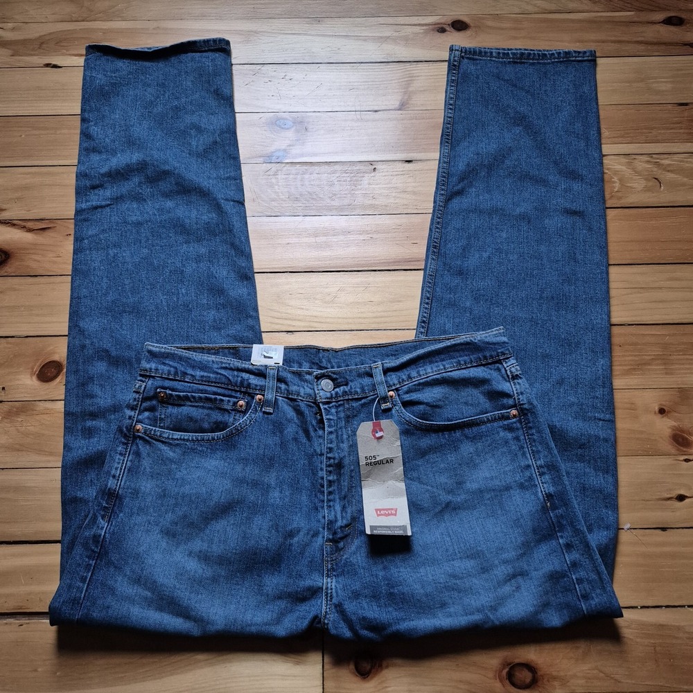 Levis 505 Jeans Mens 36/34 Classic Straight Blue USA Capsule Minimalist Casual